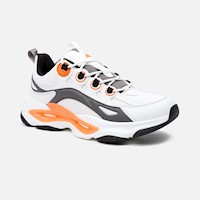 Zapatillas New Athletic Lifestyle Chunky121 Blanco Con Naranja Hombre